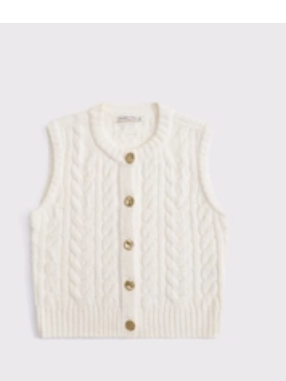 Abercrombie & Fitch Cream Cable Knit Button Vest CS white
